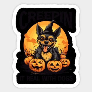 Creepin' It Real with Dog Witches Sticker